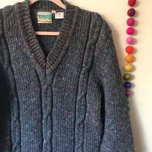 Vintage 100% wool v neck grandpa sweater XL